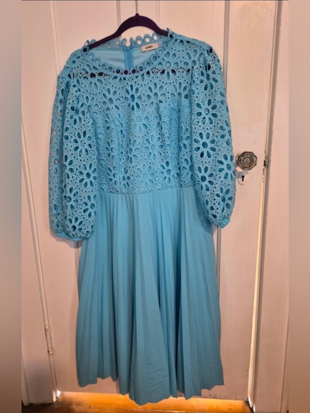 Aomei Blue Eyelet Lace Bodice Dress